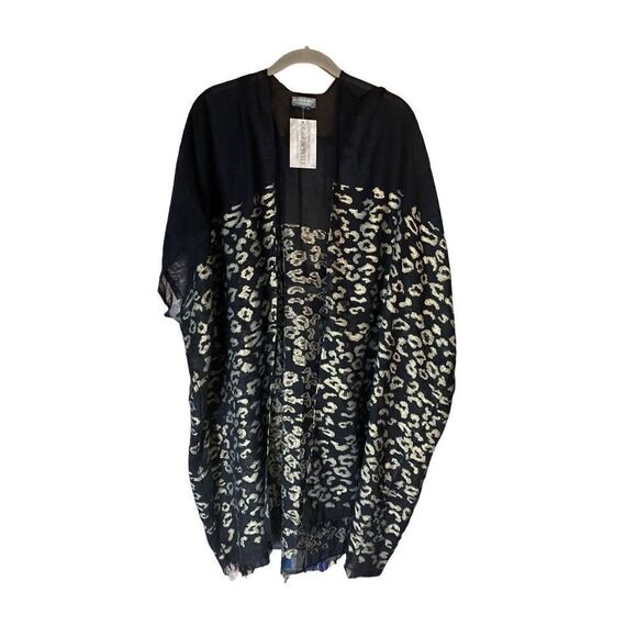 NWT Randi & will collection women’s black cheetah caftan OS - Picture 2 of 6